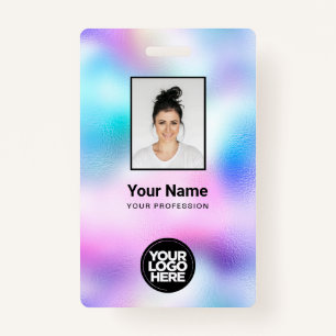 Holographic Employee Photo, Bar Code, Logo, Name ID Badge