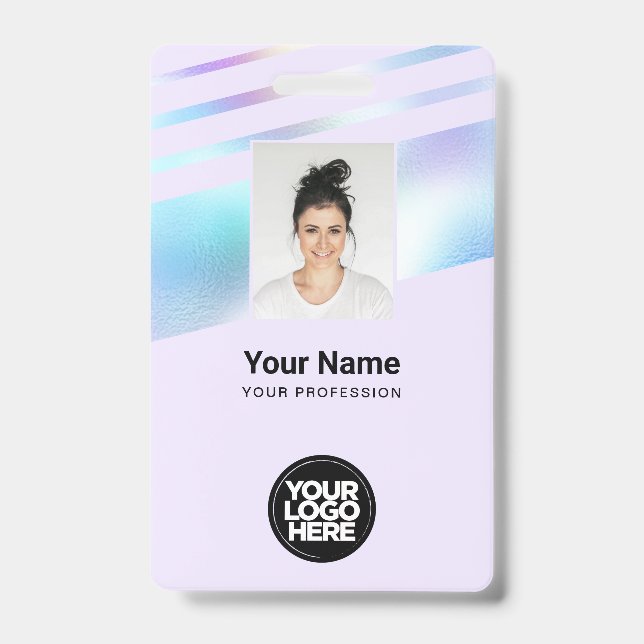 Holographic Employee Photo, Bar Code, Logo, Name ID Badge (Front)