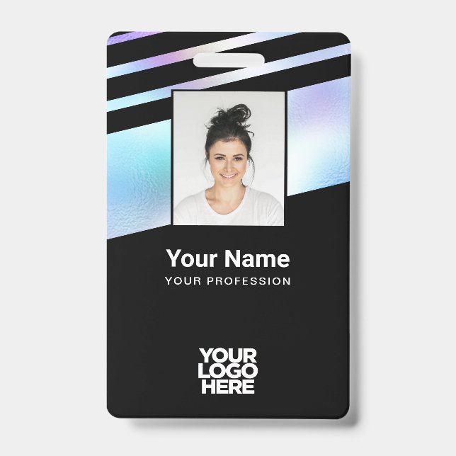 Holographic Employee Photo, Bar Code, Logo, Name ID Badge (Front)