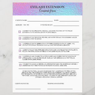 Holographic Eyelash Consent form Flyer