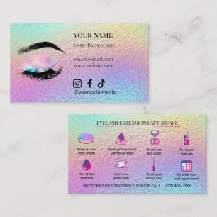 Holographic Eyelash Extensions Lash Aftercare Business Card