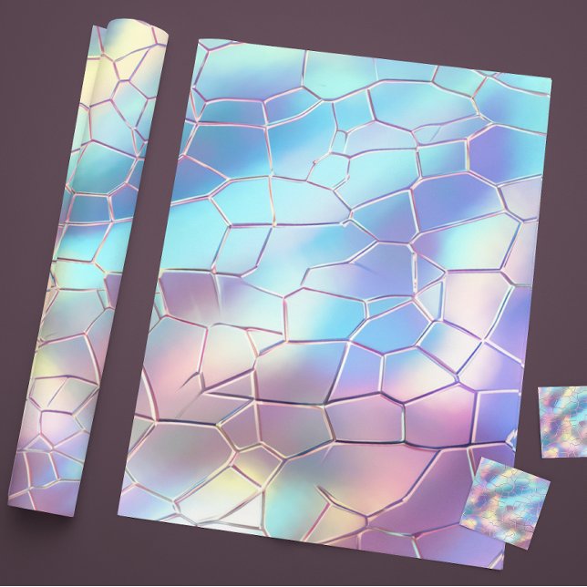 Holographic Foil Background Pattern Monogram Wrapping Paper (Creator Uploaded)