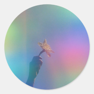 Holographic Foil Colourful Vibrant UnicornLiquid Classic Round Sticker