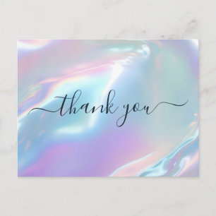 Holographic Glam Elegant Iridescent Thank You Postcard