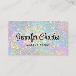 Holographic Glam Glitter Elegant Makeup Artist Business Card
