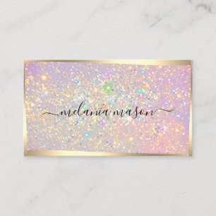 Holographic Glam Glitter Sparkles Gold Beauty Business Card