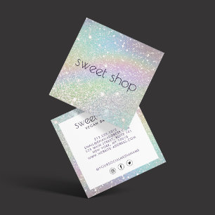 Holographic Glitter Bakery, Sweets Square Business Card