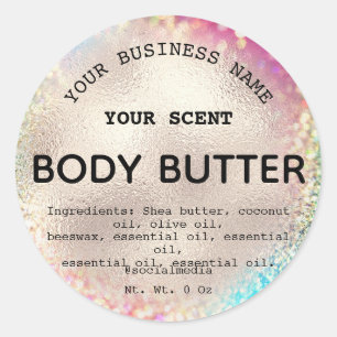 Holographic Glitter Body Butter Labels
