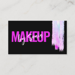Holographic Glitter Brush Makeup Artist Black Business Card