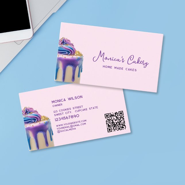 Holographic Glitter Cake Home made Cupcakes QR cod Business Card (Creator Uploaded)