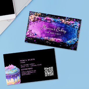 Holographic Glitter Cake Home made Cupcakes QR cod Business Card