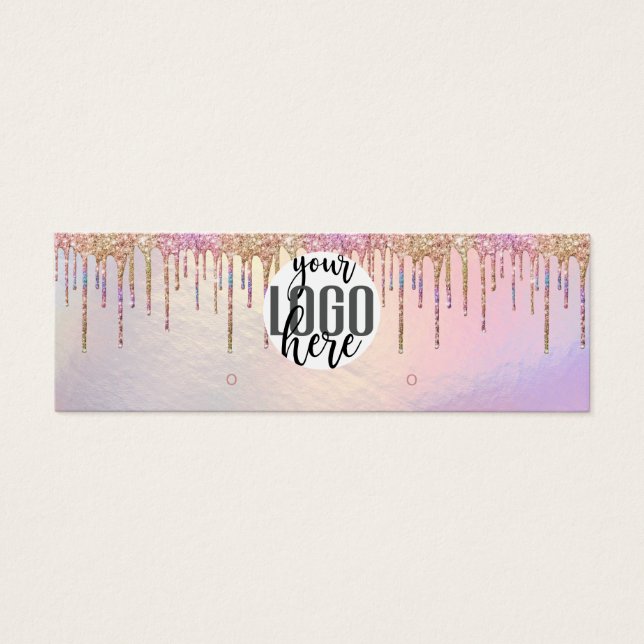 Holographic Glitter Drip Hoop Earring Logo Display (Front)