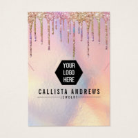Holographic Glitter Drip Logo Necklace Display