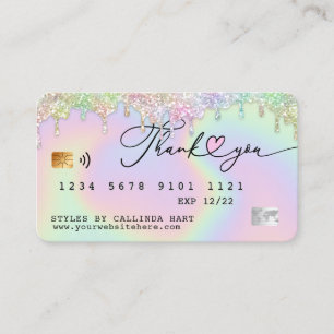 Holographic Glitter Drip VIP Loyalty Credit Style Business Card