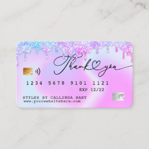 Holographic Glitter Drip VIP Loyalty Credit Style Business Card
