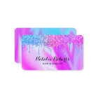 Holographic Glitter Drips Beauty Salon Pink Blue