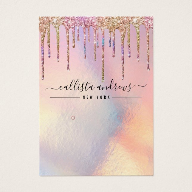 Holographic Glitter Drips Earring Display Card (Front)