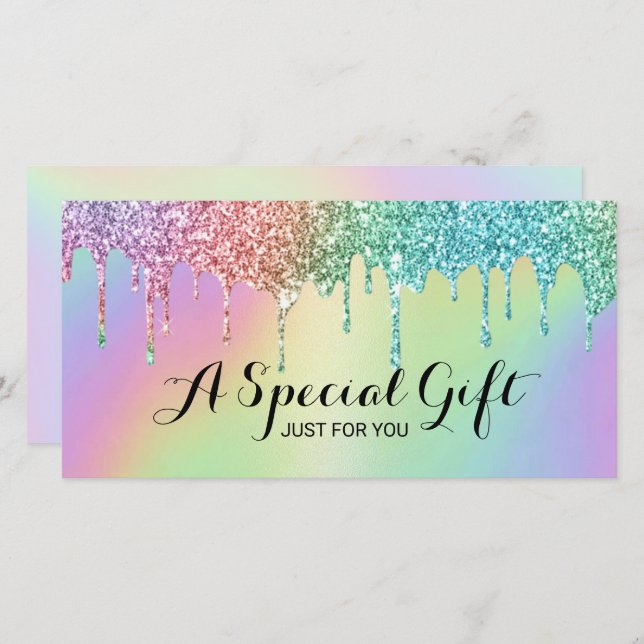 Holographic Glitter Drips Salon Gift Certificates (Front/Back)