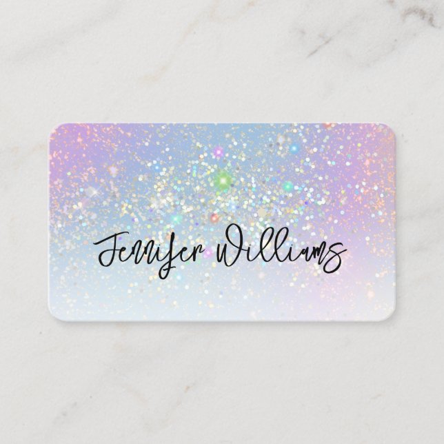 Holographic Glitter Elegant Sparkles Beauty Glam Business Card (Front)