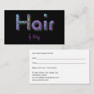 Holographic Glitter Hair Stylist Appointment Card
