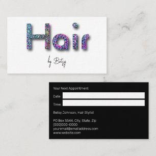 Holographic Glitter Hair Stylist Appointment Card