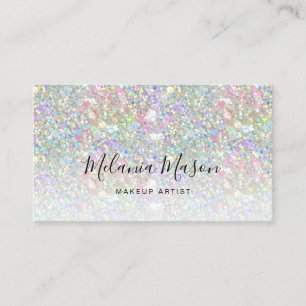 Holographic Glitter Makeup Artist Black Elegant  Business Card