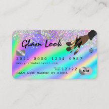 Holographic & Glitter Makeup Artist Credit Card