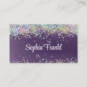 Holographic Glitter Makeup Artist Elegant Purple Business Card