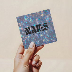 holographic glitter opal Nails Square Business Card