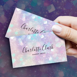 Holographic Glitter Opal QR Code Business Card