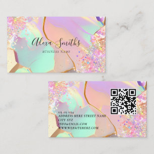 Holographic Glitter Opalescent Makeup Artist Business Card