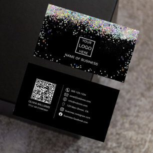 Holographic Glitter QR Code Social Media Icon  Business Card