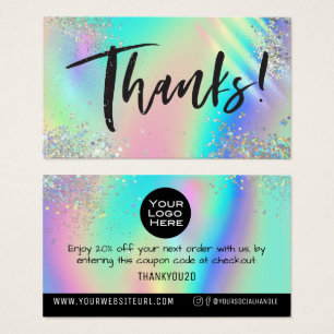 Holographic Glitter Thank You Discount Insert Card