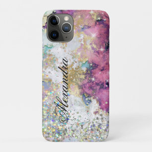 Holographic Glitter Unique Gold Pink Marble Case-Mate iPhone Case