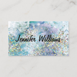 Holographic Glitter Watercolor Ink Elegant Beauty  Business Card