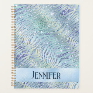 Holographic glitter zebra print planner