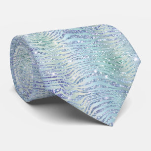 Holographic glitter zebra print tie