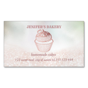 Holographic glittery Homemade cupcakes and sweets Magnetic Business Card