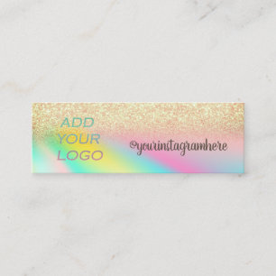 Holographic Gold Bokeh Add Your Logo Mini Business Card