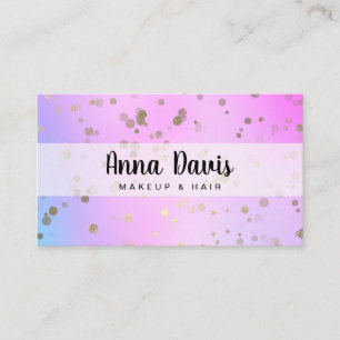 Holographic gold confetti dots makeup & hair business card