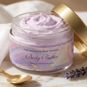 Holographic Gold Glitter Body Butter Jar Label