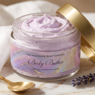 Holographic Gold Glitter Body Butter Jar Label