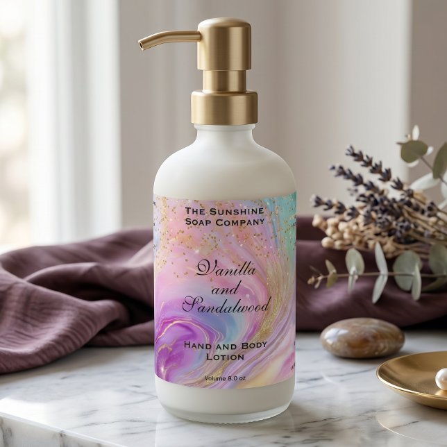 Holographic & Gold Glitter Cosmetics Bottle Label (Creator Uploaded)