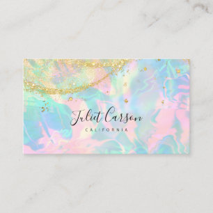 Holographic Gold Glitter Opal Stone  Business Card