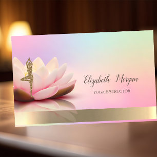 Holographic Gold,Lotus,Yoga Glitter Girl Business Card