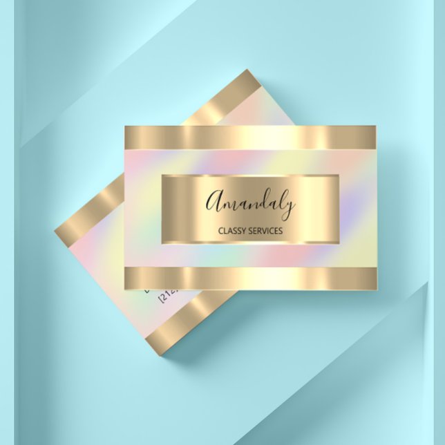 Holographic Gold Modern Professional Makeup Business Card (Creator Uploaded)