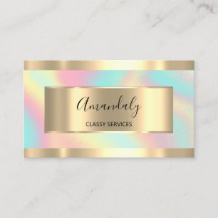 Holographic Gold Professional Makeup Artist Business Card