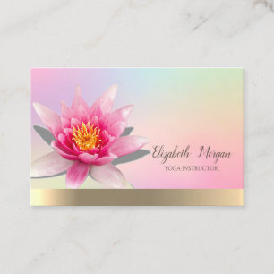 Holographic Gold,Watercolor Lotus, Yoga Business Card