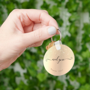 Holographic Golden Luxe Ombre Glitter Rain Modern Key Ring