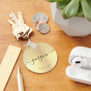 Holographic Golden Luxe Ombre Glitter Rain Modern Key Ring